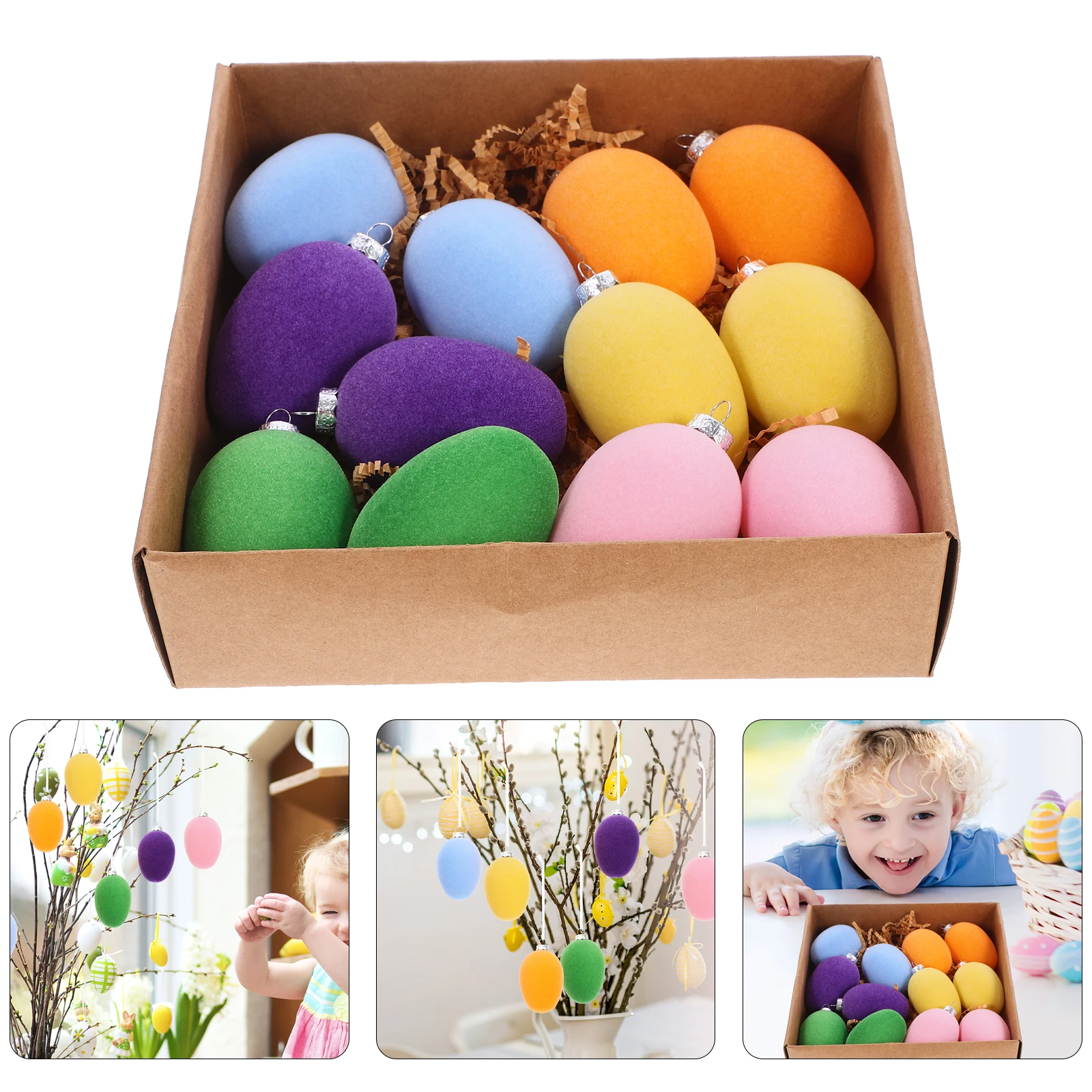 

12 Pcs Easter Eggs Hanging Ornaments Festival Decor Christmas Balls Easter Decorations Scene Props Indoor Party