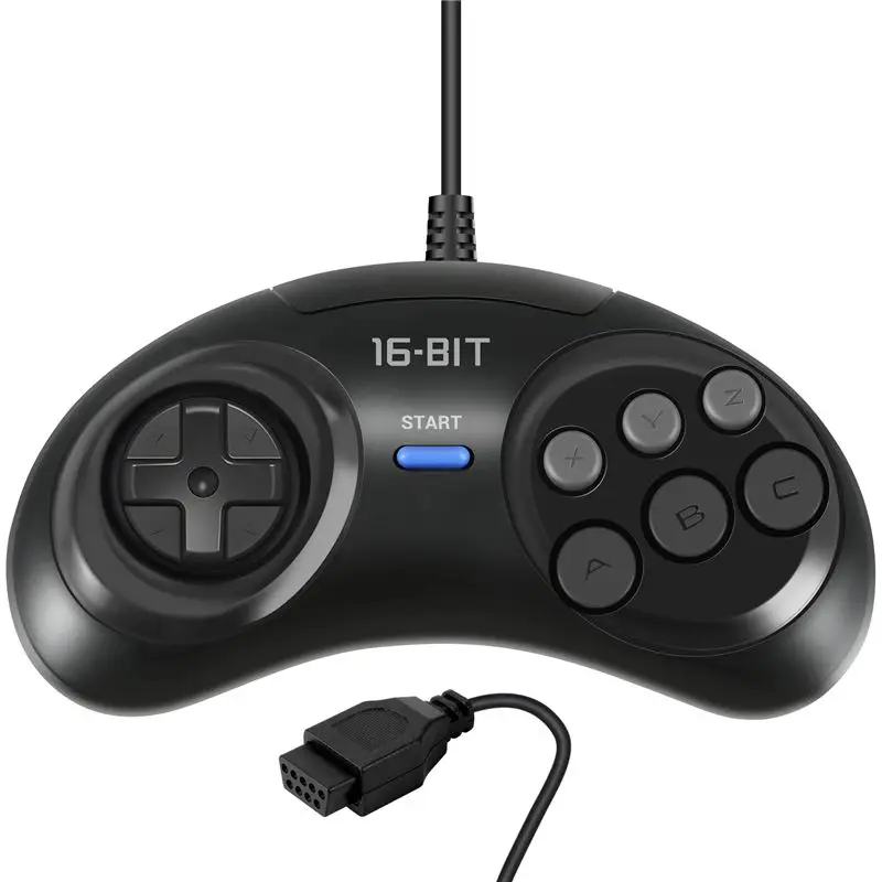 Controlador de juego para SEGA Genesis, controlador de 16 bits, mando de 6 botones para SEGA MD, accesorios de juego, color negro, 2 uds.
