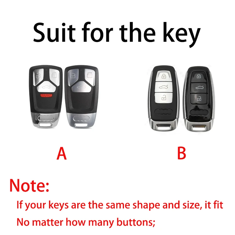 Car Models with Light Key Case for Audi Q3 A3 A6l A4l Q8 A5 A6 S4 S5 TT 3 4 Button Smart Car Key Case Cover Keychain Accessories