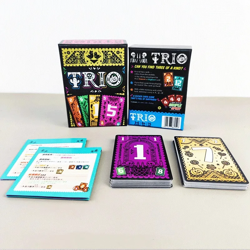 

Trio Memory Challenge двуязычная стратегическая карточная игра для тренировки мозга для семейной вечеринки, групповые забавные настольные игры, игрушки