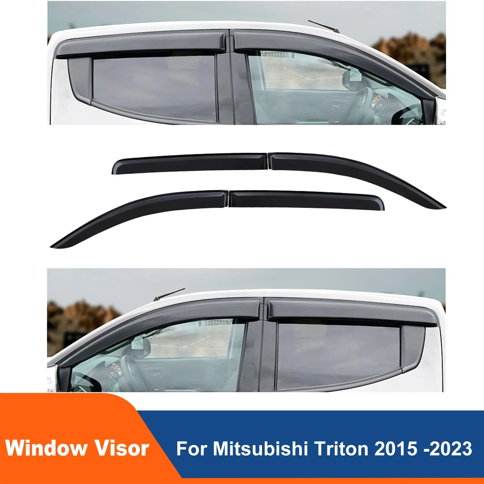 1 SET Window Visor Weather Shileds Wind Deflector For Mitsubishi Triton 2015 -2023 Car Sun Rain Guard Double Cabin  Accessories