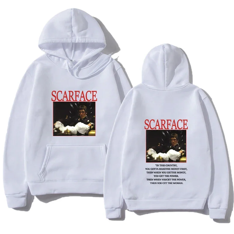 

90s Classic Movie Scarface Tony Montana Men's Hoodie Men Women Hip Hop Vintage Long Sleeve Sweatshirt Loose Pullover Streetwear
