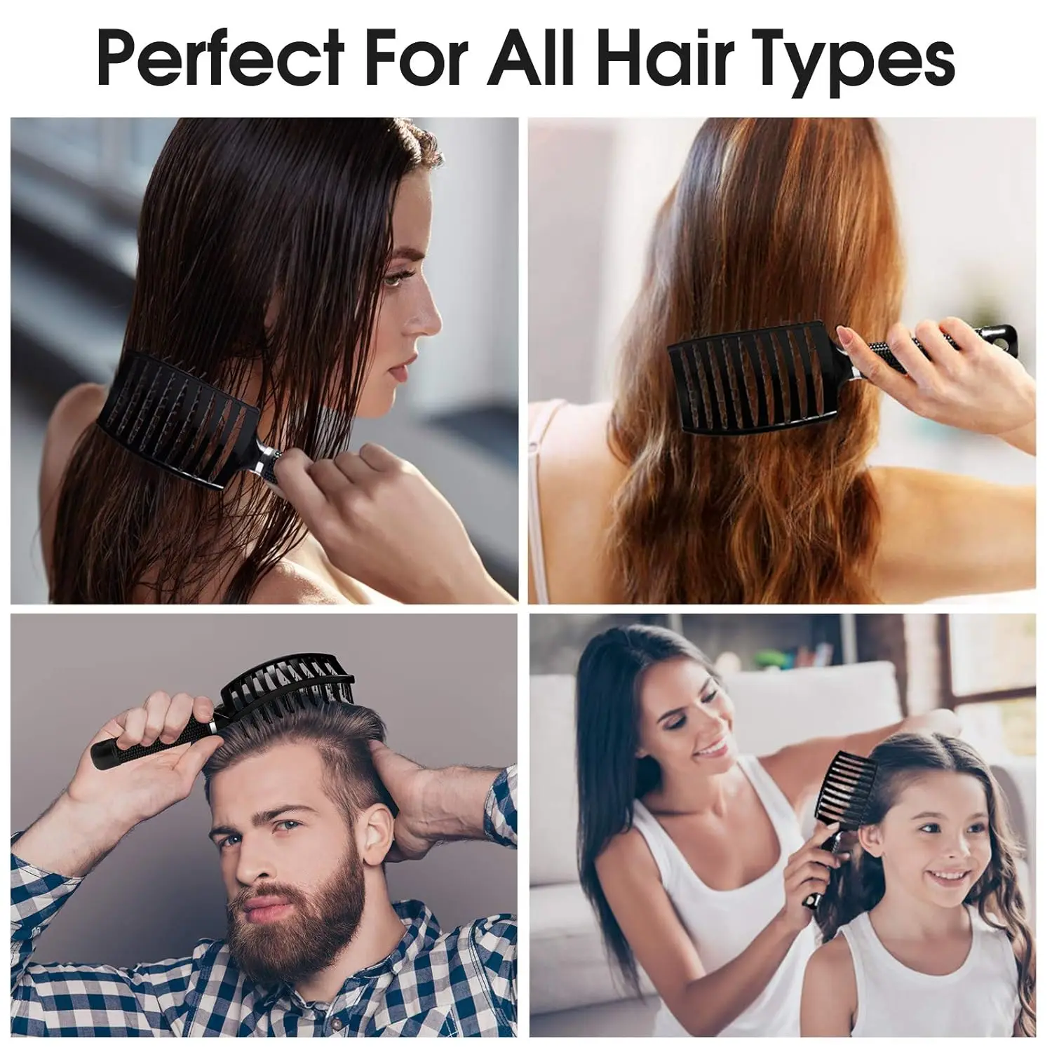 Hair Brush, Professional Curved Vented Brush for Faster Blow Drying for Women, Men, Paddle Detangling Brush for Wet Dry Curly