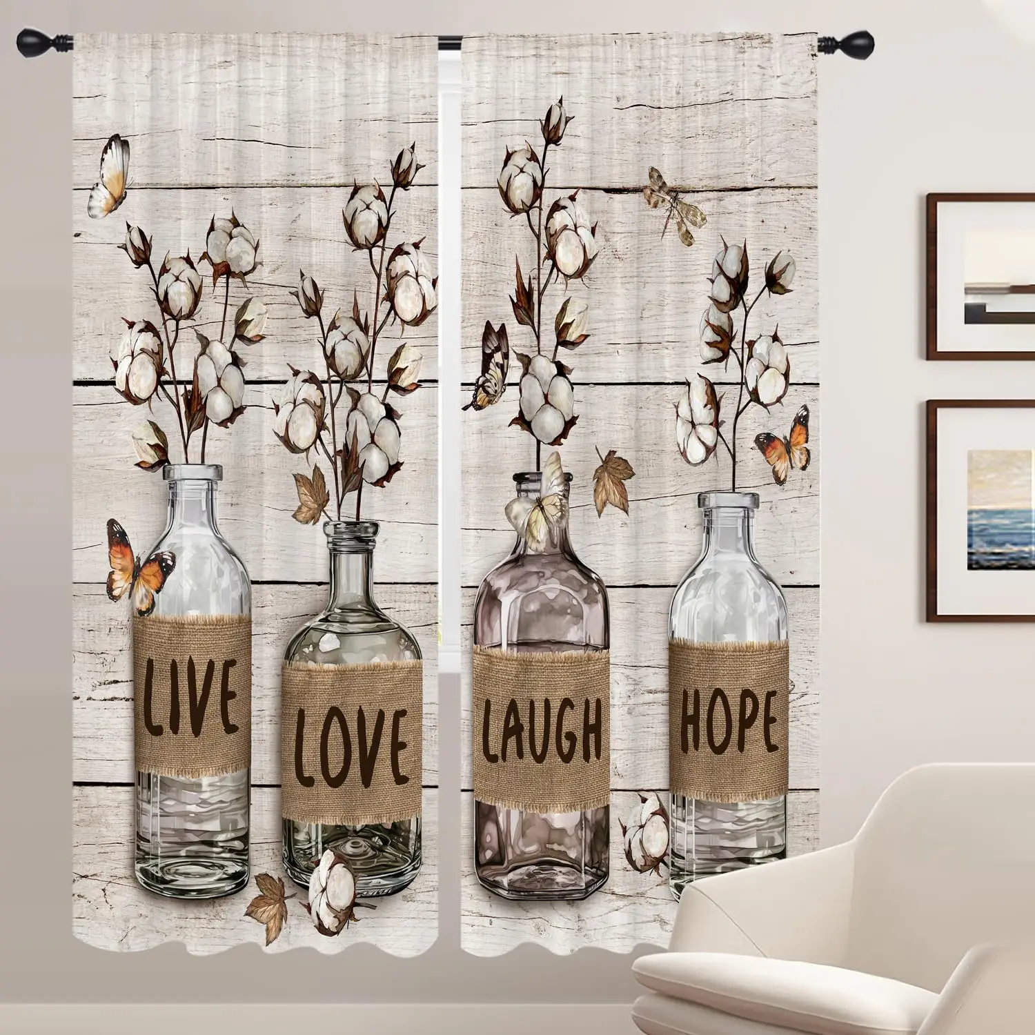 

Farmhouse Kitchen Window Curtains Small Short Mini Cafe Rod Pocket Rustic Country Floral Retro Vintage Fun Living Bedroom Room