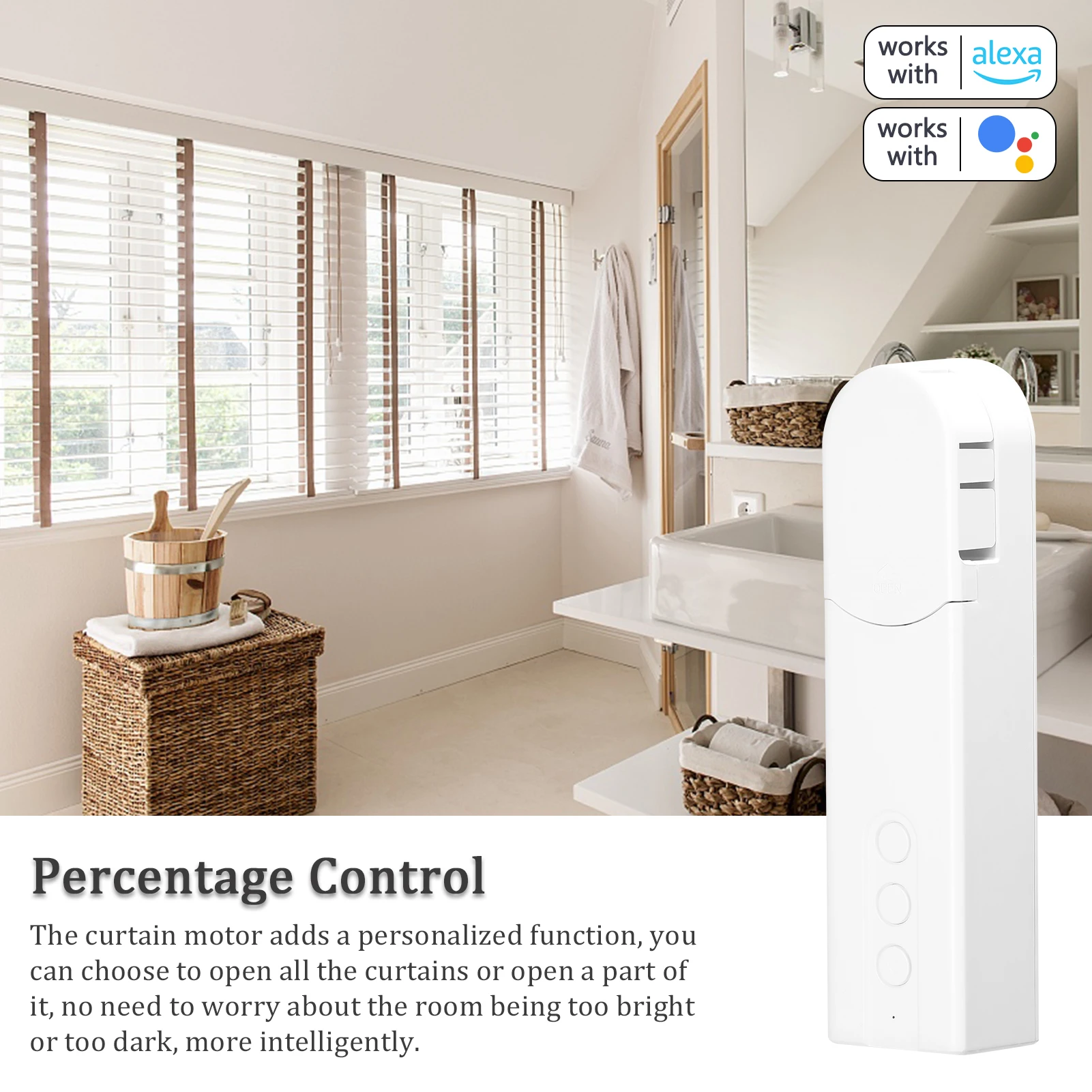 Tu-ya WiFi/BT/ZIG-BEE Pull Bead Curtain Motor Electric Roller Blind Driver Automatic Opener NoWiring Support APP Remote Control