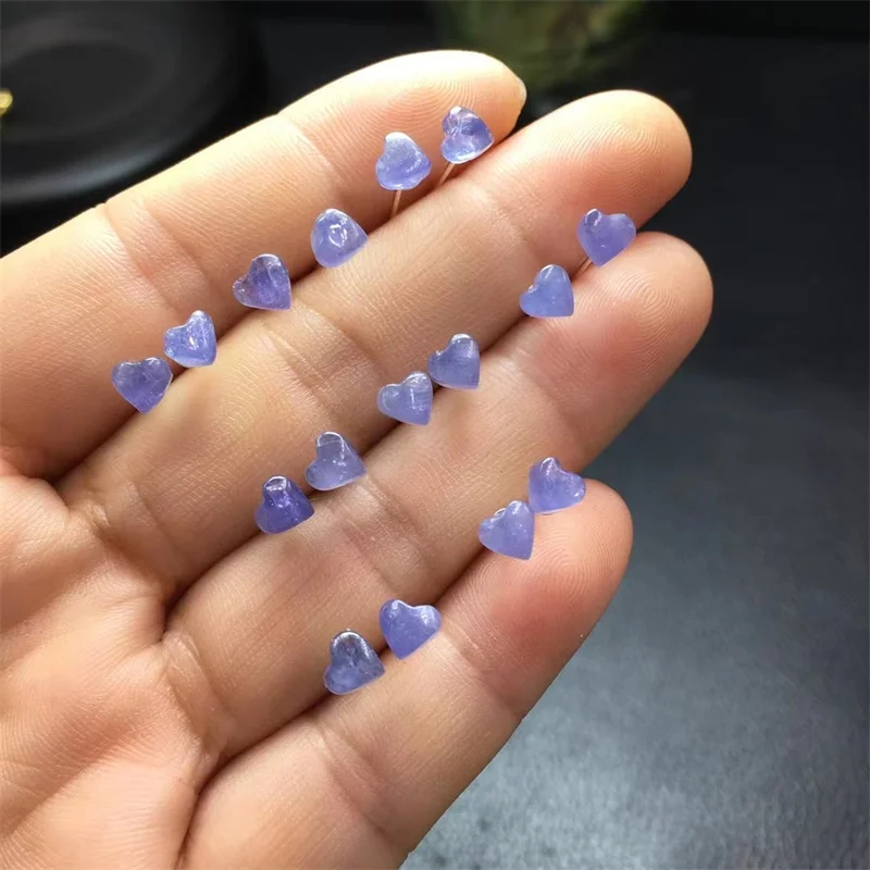 

S925 Natural Tanzanite Love Heart Stud Earrings For Women Healing Stone Polychrome Gemstone Birthday Present Lover Gift 1pair