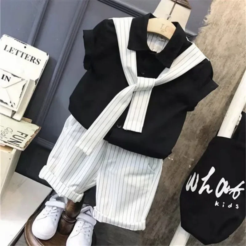 

Children's Clothing Set New Summer Handsome Summer Clothes Suit Little Boy Short Sleeve Shirts and Shorts 2 Piece Set