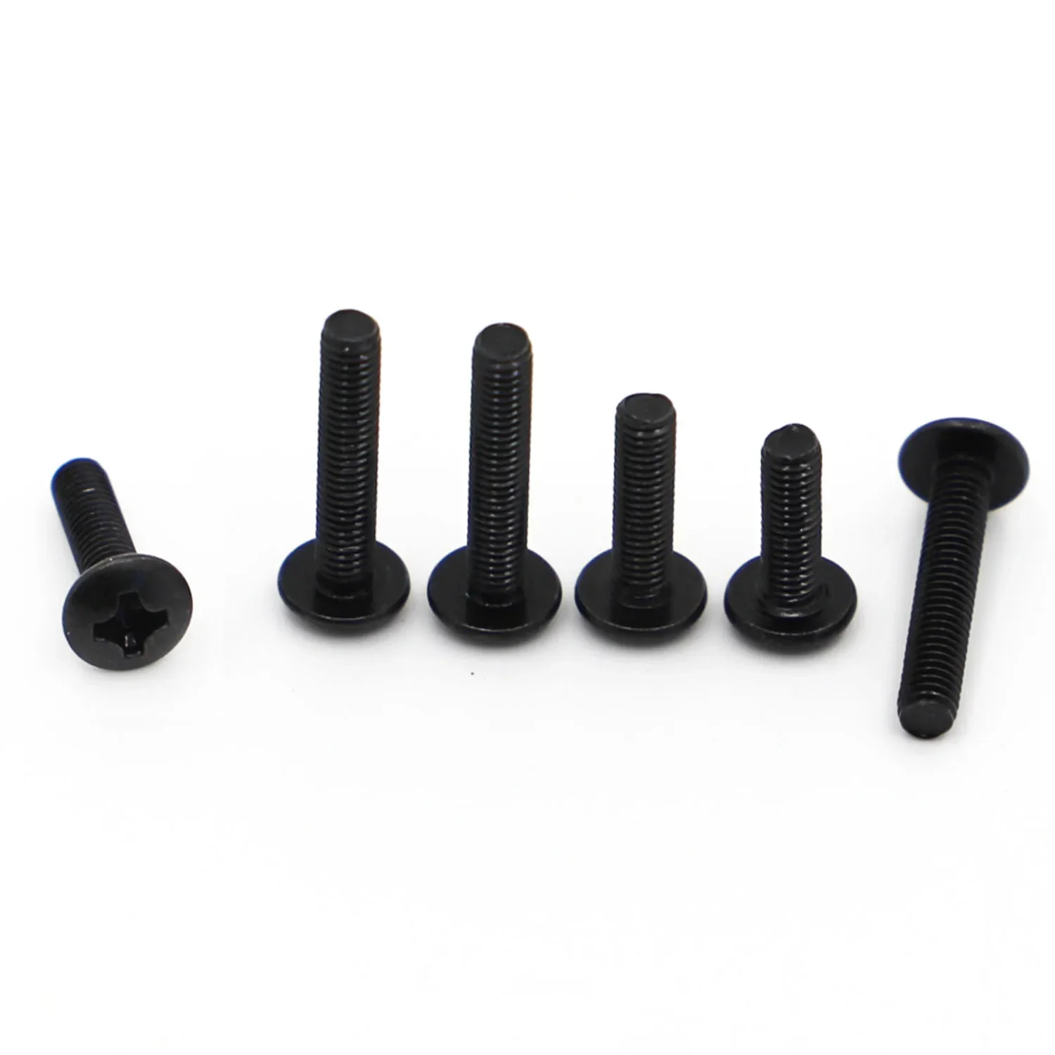 10/20/50pcs M2 M2.5 M3 M4 M5 M6 Black TM Screw Plated Carbon Steel Phillips Truss Head TM Screws Corss Round Mushroom Bolt