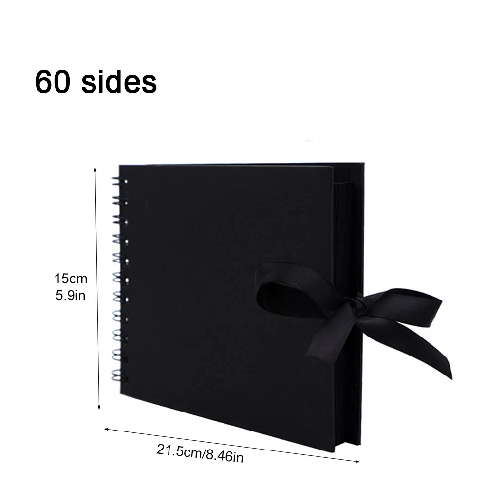 NONE ZK20 80 Seiten schwarze Erinnerungsbücher DIY Handwerk Fotoalben Scrapbook Cover Kraftalbum für Hochzeitstag Geschenke Erinnerungsbücher 5
