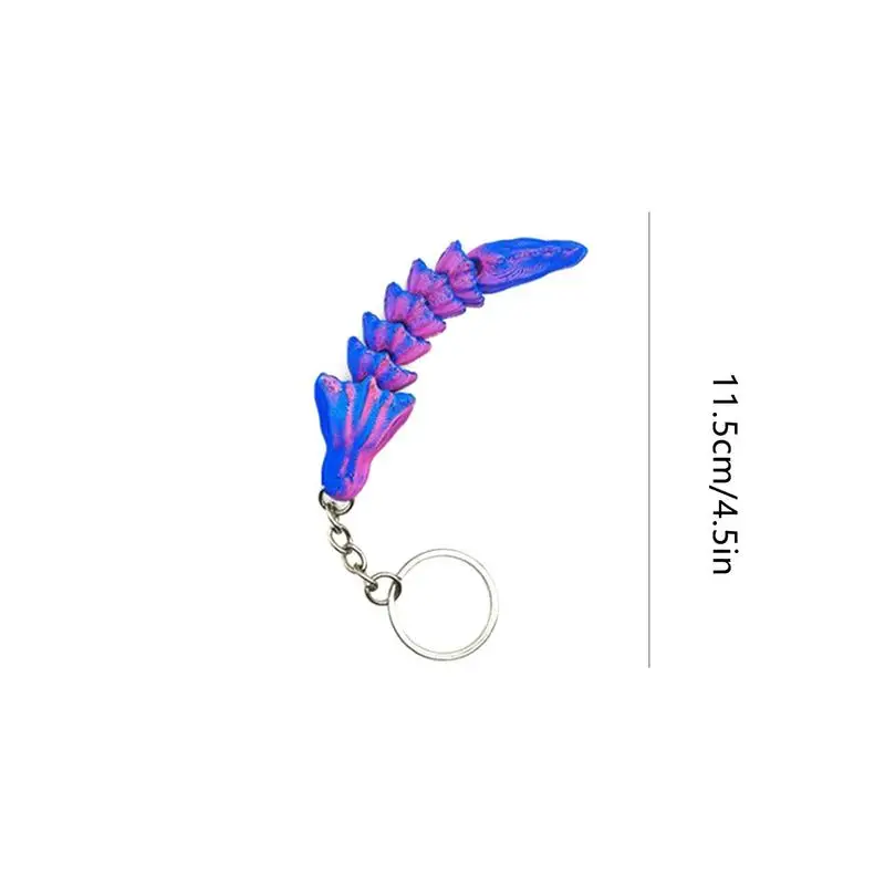 Gothic Bone Dragon Keychain, Movable 3D Impresso Dragon Key Ring, Chaveiros de cauda articulada