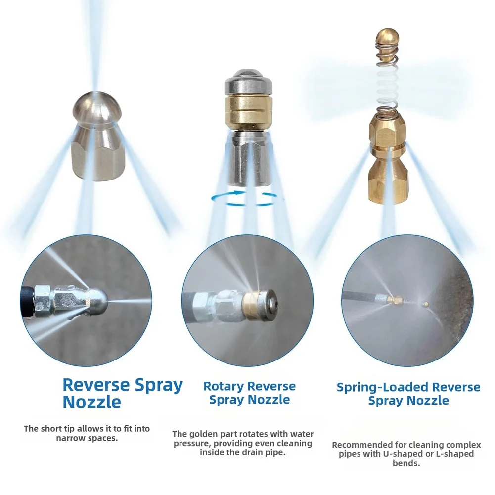 For Tight Spaces Pvc Cleaning Hose Extended Reach Washing Hose Cleaning Nozzle Rotary Nozzle Hose U-shaped Bend Capable