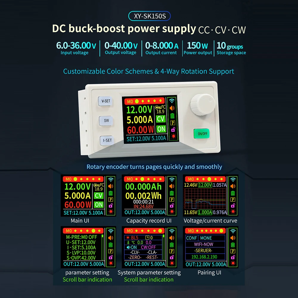 تيار مستمر تيار مستمر باك دفعة محول 6-36 فولت إلى 0-40 فولت 120 واط 150 واط CNC قابل للتعديل الجهد المنظم CC CV مختبر امدادات الطاقة الشمسية وحدة الشحن