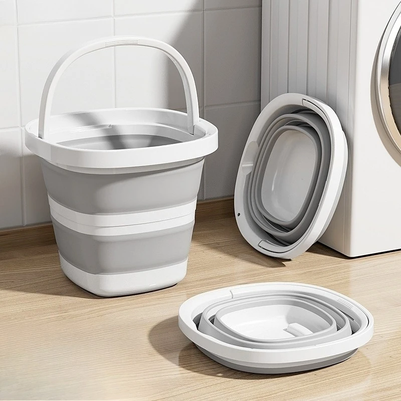 Cubo plegable, cubo de agua plegable portátil grande para acampar, pescar, viajar al aire libre, con asa de transporte