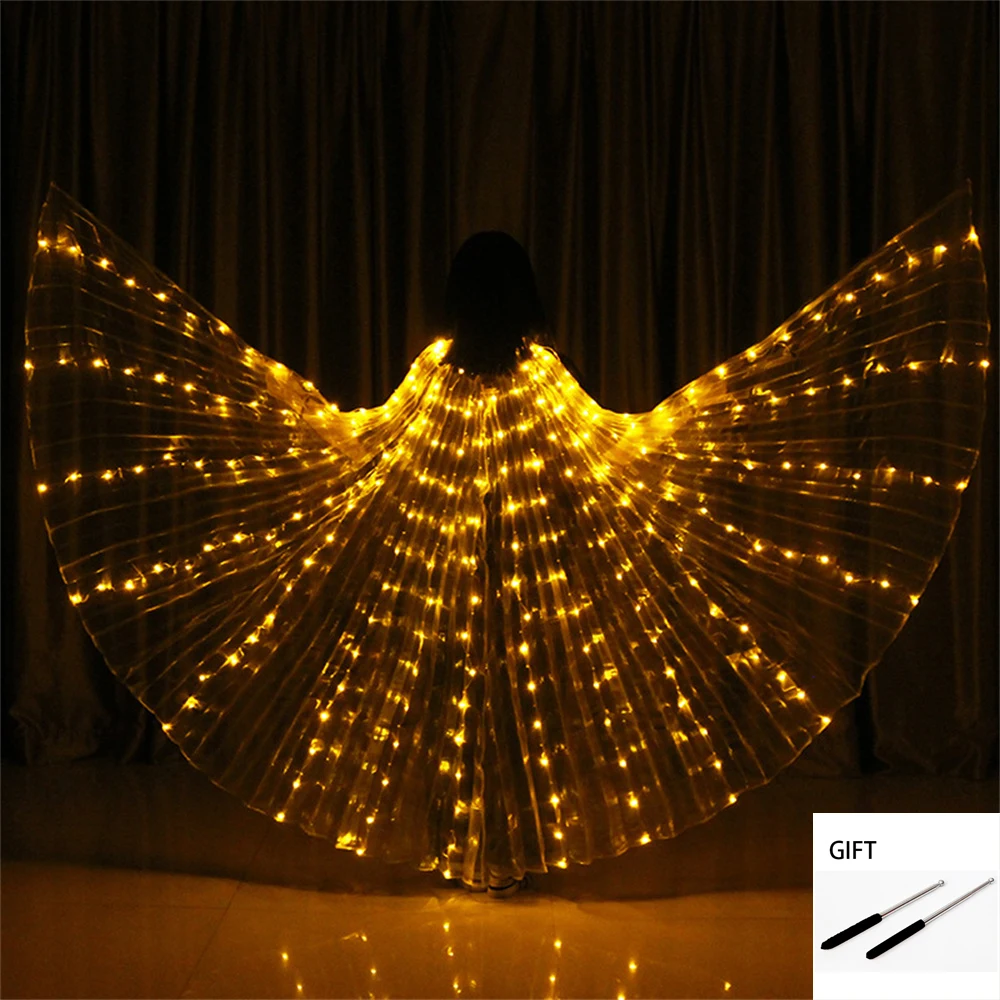 Rainbow Color LED Wings Belly Dance Costume Circus Led Light Isis Wings Luminous Costumes Party Show  Dancewear For Adult