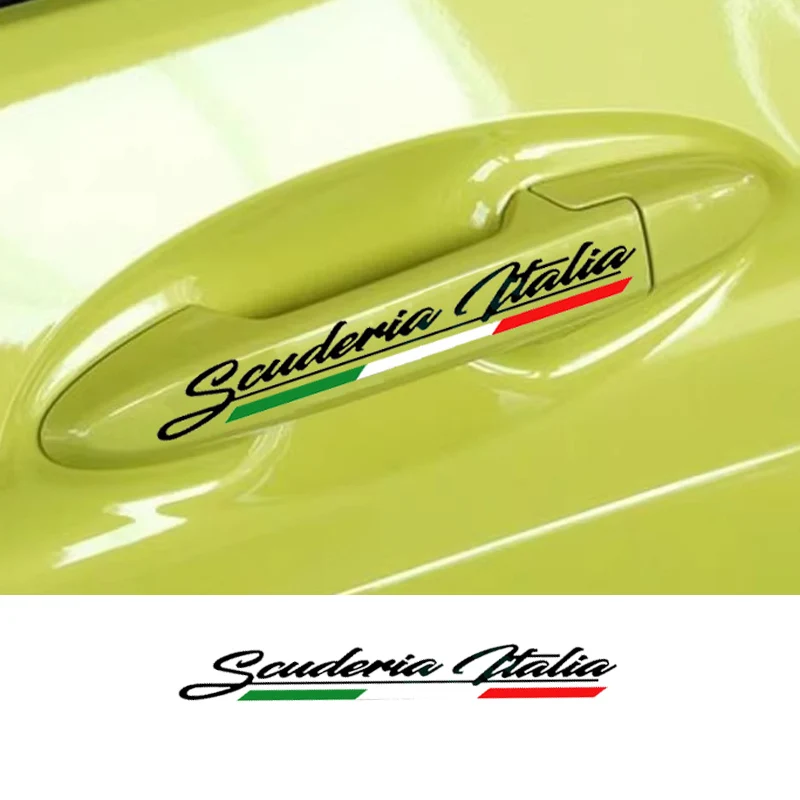 

4Pcs Scuderia Italia Car Door Handle Vinyl Sticker Decal For Fiat 500 Abarth Sport 595 695 Punto Tipo Bravo Ferrari Lancia Panda