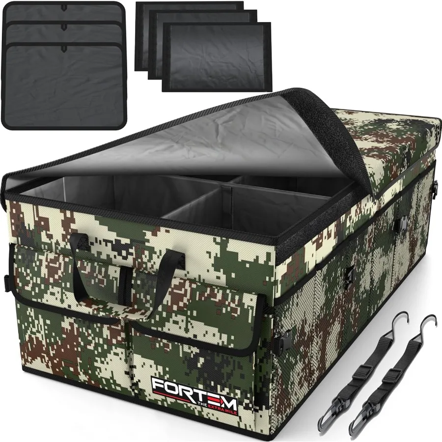 

Car Trunk Organizer Collapsible Multi Compartment SUV Organizer Foldable Storage for Car Accessories for Women Men 600D Ox Non