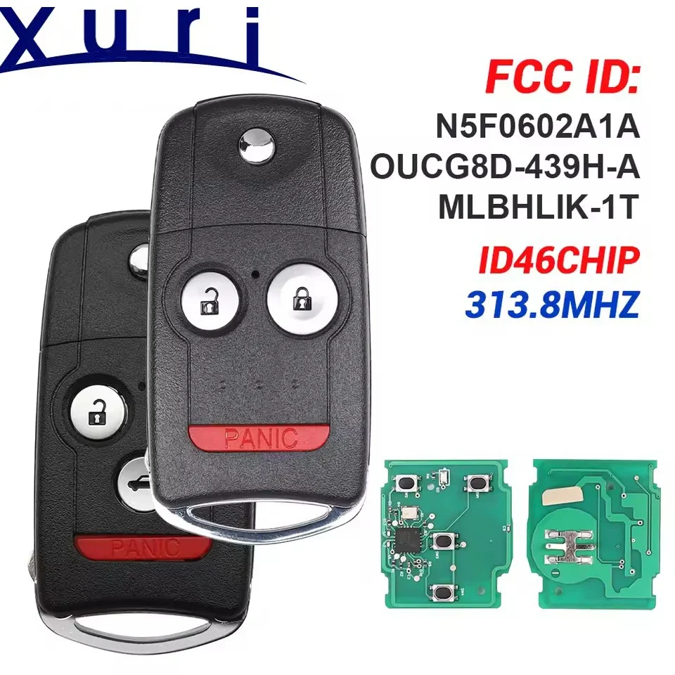 

Дистанционный ключ от машины Xuri для Honda Acura MDX RDX TL TSX ZDX Fob 313,8 МГц ID46 чип MLBHLIK-1T N5F0602A1A OUCG8D-439H-A