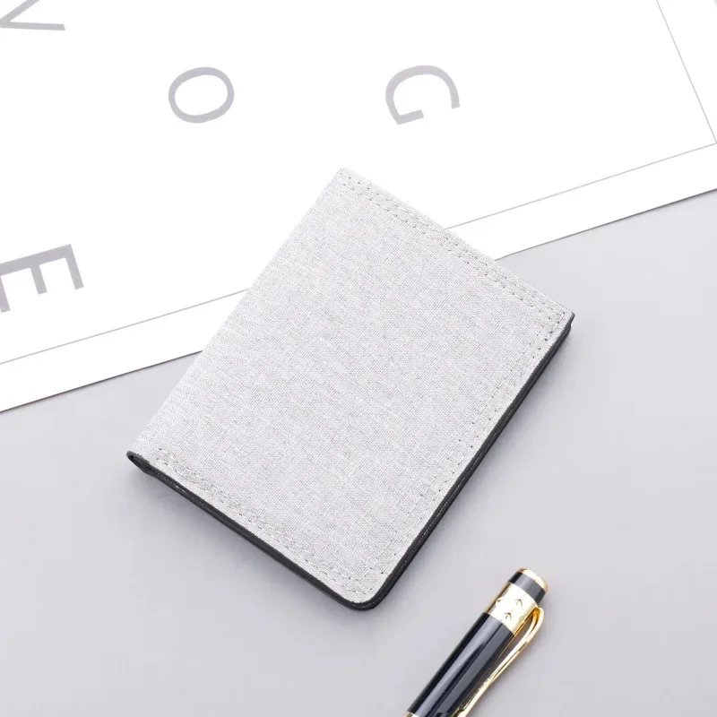 

Новинка, модный трендовый вертикальный холщовый кошелек, Короткий Мужской ультратонкий кошелек Для водительских прав, мужской тонкий мини-кошелек на молнии