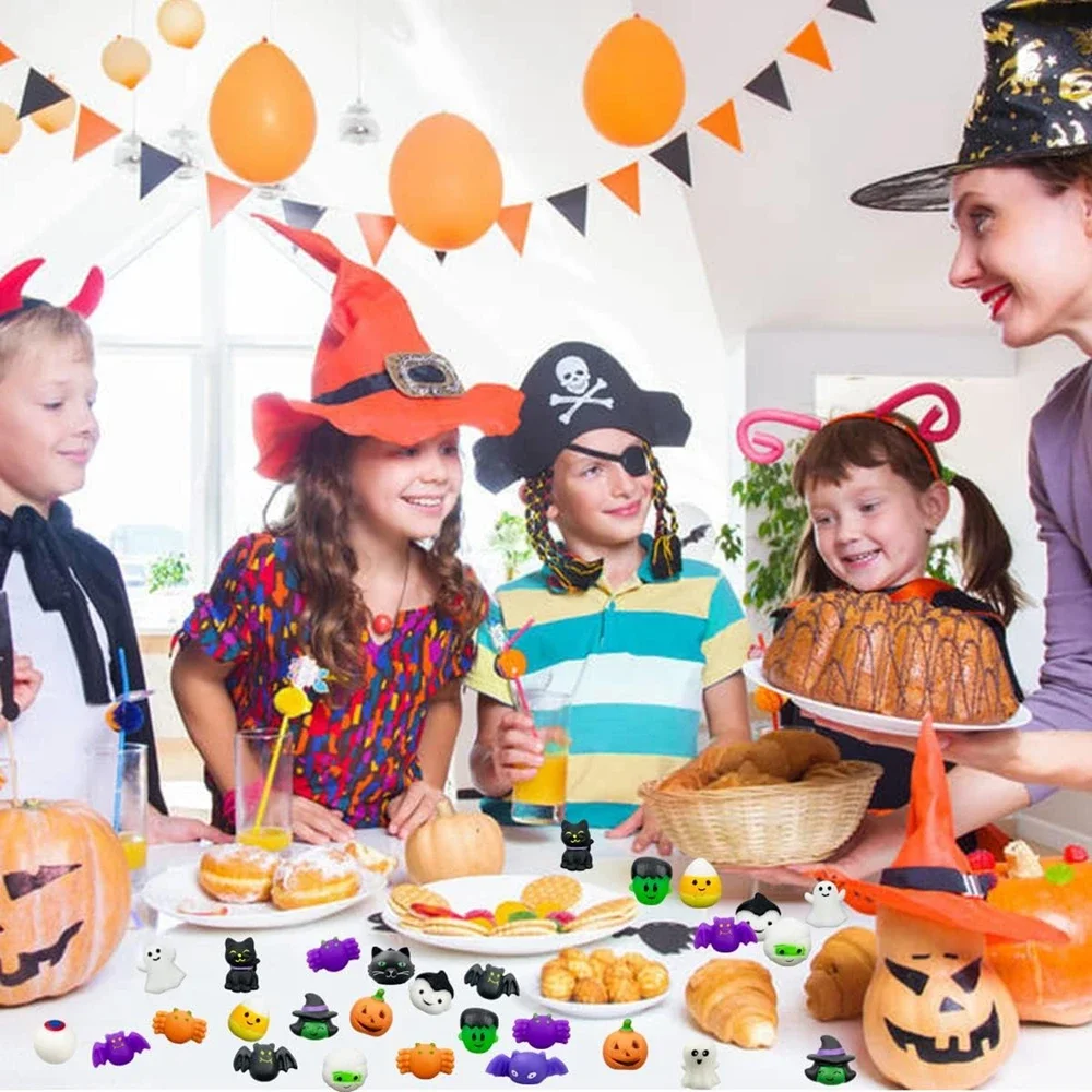 Juguete de Halloween para niños, niñas y niños, gatos fantasmas, calabaza, Mochi, juguetes blandos, alivia el estrés, ansiedad, Squishies, recuerdos de fiesta, 12/36 Uds.