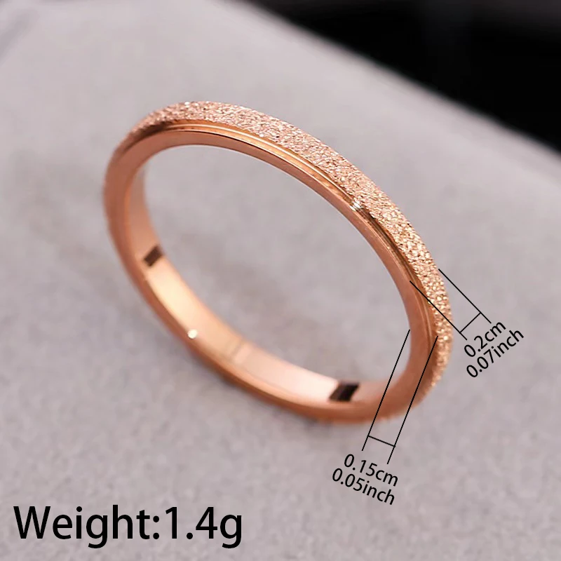 Nouveau empilable acier inoxydable argent givré bague 2mm bague simple taille 3 - 10 acier givré bague unisexe bague de fiançailles de mariage