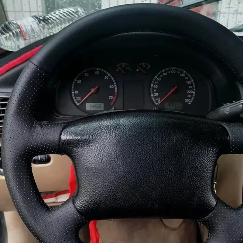 Soft Perforated Leather Cover DIY For VW Golf 4 MK4 1998-2004 Passat B5 1996-2005 Hand Sewing Steering Wheel Cover Leather Trim
