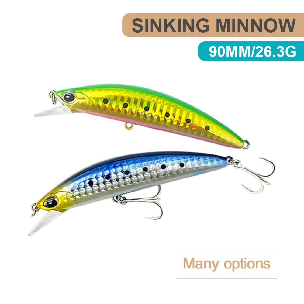 Рыболовные приманки 9 см, 26,3 г, тонущий воблер гольяна, искусственная жесткая приманка для длительного заброса, джеркбейт, тяжелая морская рыбалка, приманка для окуня MN666 Рыболовные приманки 9 см, 26,3 г, тонущий воблер гольяна, искусственная жесткая приманка для длительного заброса, джеркбейт, тяжелая морская рыбалка, приманка для окуня MN666