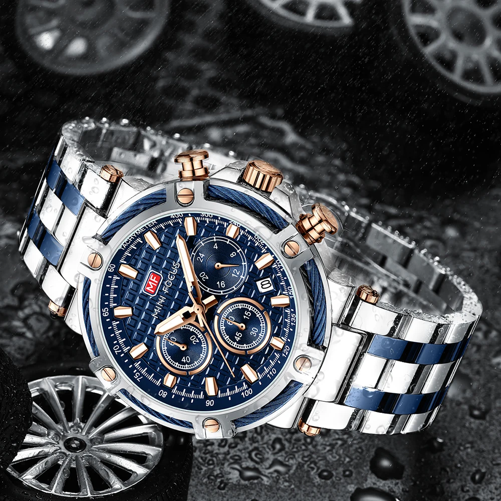 ساعة رجالية MINI FOCUS – ساعة كوارتز عملية ورسمية، حزام من الفولاذ المقاوم للصدأ، مقاومة للماء ومضيئة #5