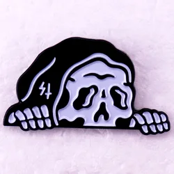 Grim Reaper Peeker Enamel Pin Creeper Skeleton Badge Brooch Jewelry