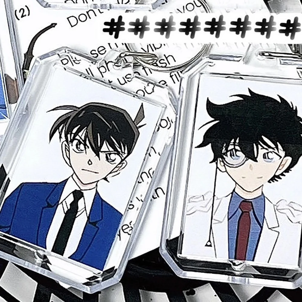 Anime Cartoon Detective Conan Keychain Conan Edogawa Haibara Ai Mouri Ran Cosplay Figures Acrylic Pendant Bag Backpack Key Chain