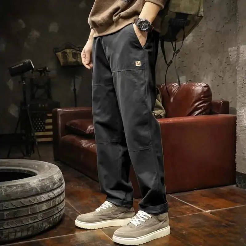 

Men's Summer Hong Kong Style Solid Color Loose Wear-Resistant Workwear Pants