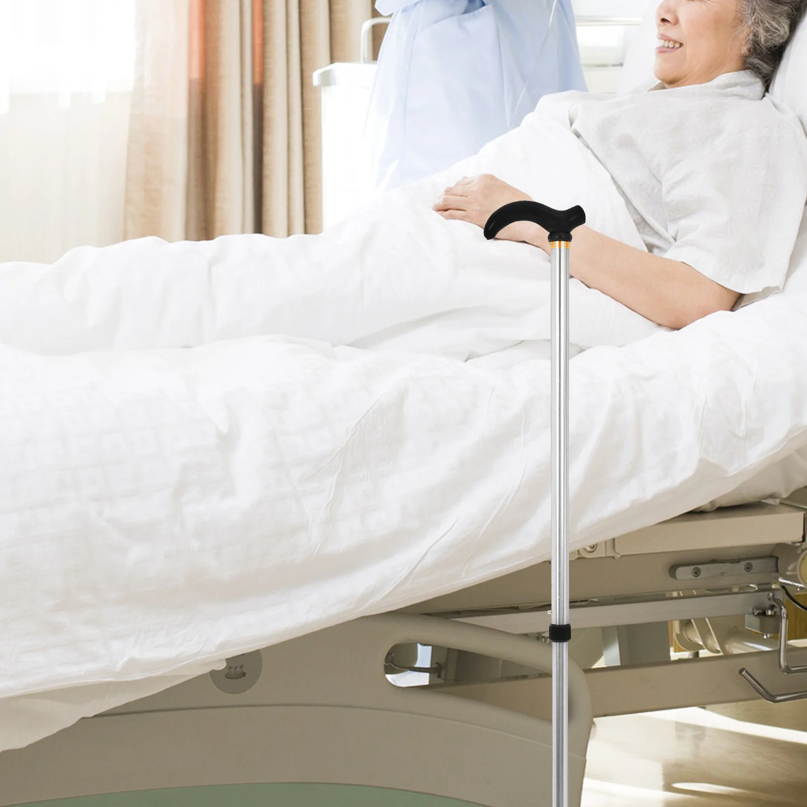 

Aluminum Section Adjustable Telescopic Cane Retractable Walking Stick Lightweight Anti-Skid Elderly Mobility Support for Men