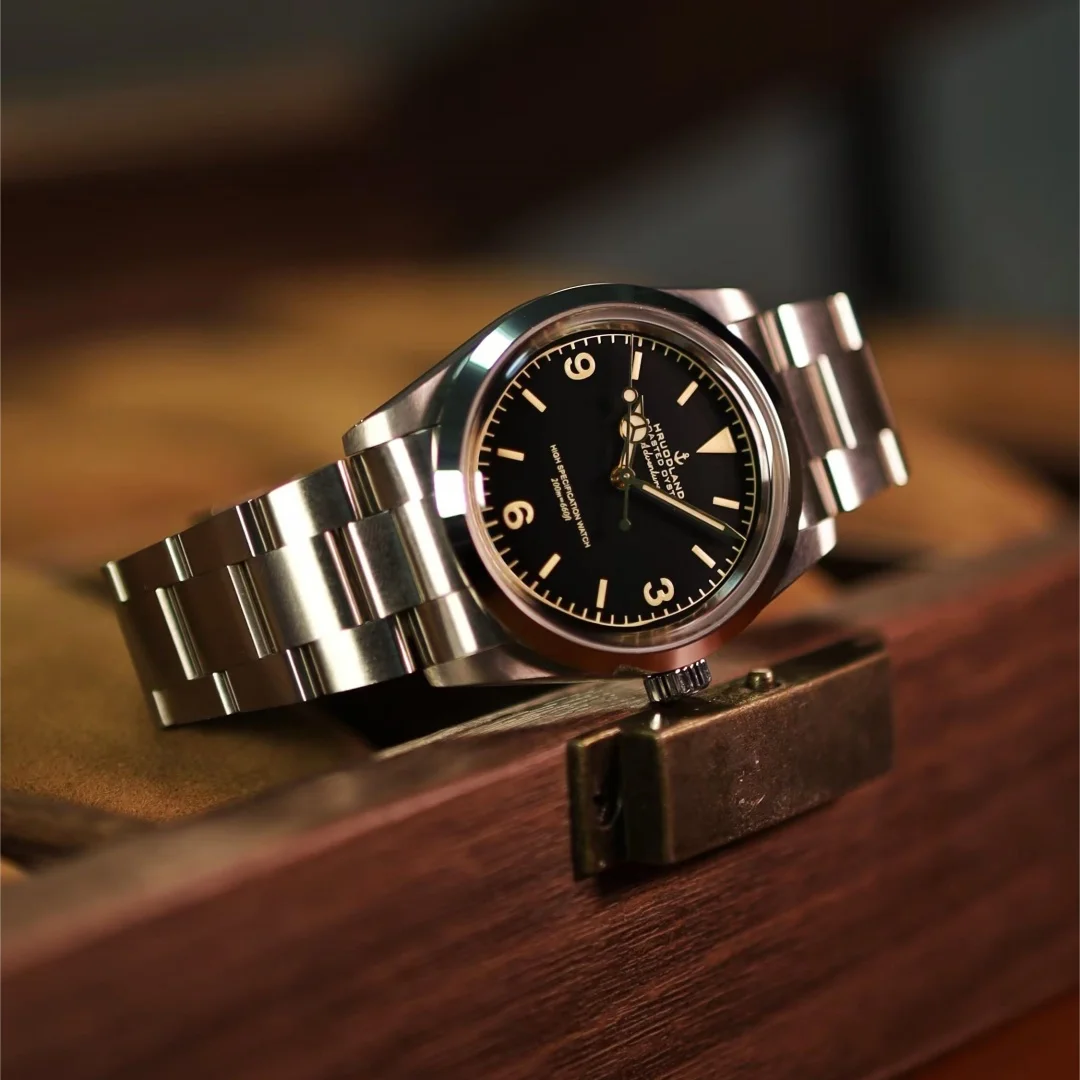 2025 novo hruodland retro luxo casual masculino relógio mecânico automático 36mm nh38 vidro safira aço inoxidável relógio de mergulho presente