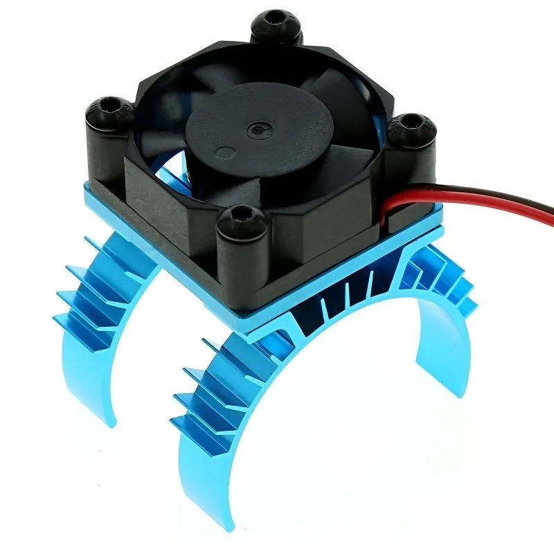 Blue RC Electric Car Motor Heatsink Cover with Cooling Fan for 1/10 Tamiya TT02 540 550 3650 Motors Heat Sink Accessory view 3