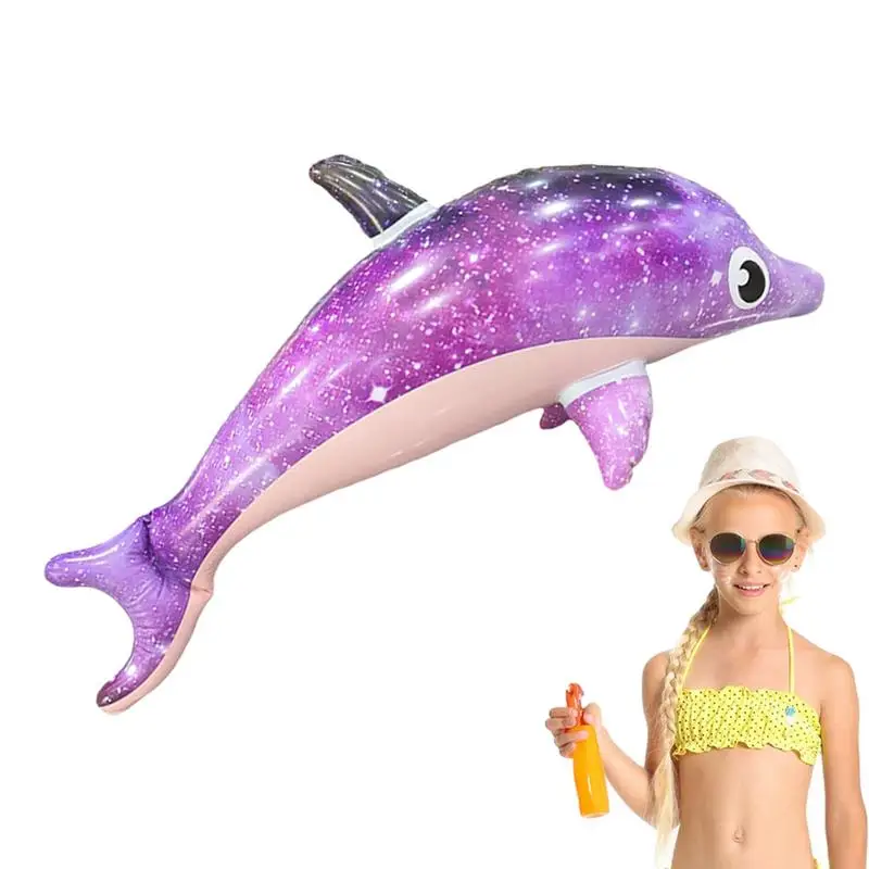 PVC Dolphin Float For Pool Cartoon Starry Dolphin Floatie Pool Toy Aquatic Themed Decor Photo Props Thickened Blow Up Animals