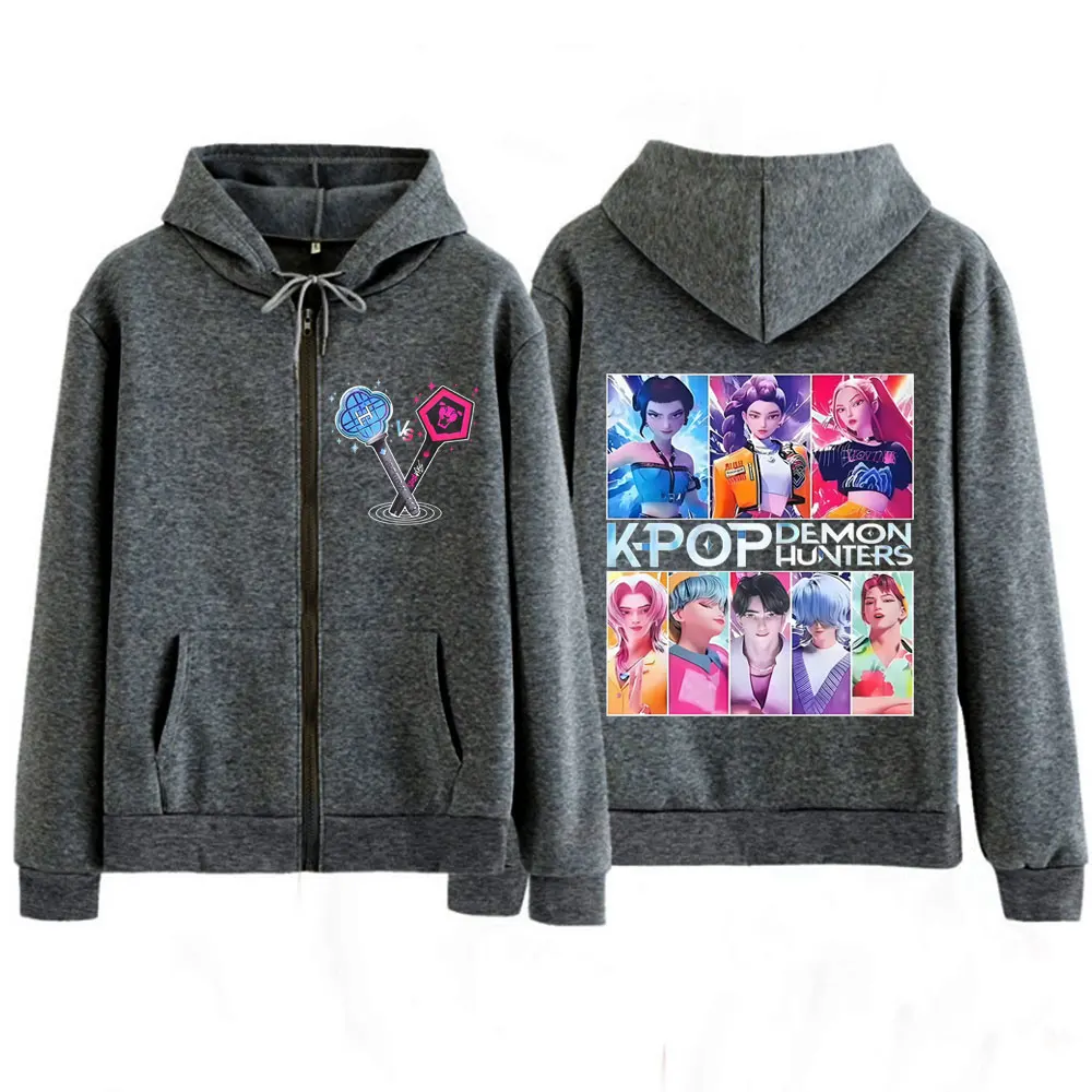 Kpop Demon Hunters Saja Boys Anime Felpe con cerniera grafica Felpa moda unisex Giacca da regalo per fan estetica a maniche lunghe