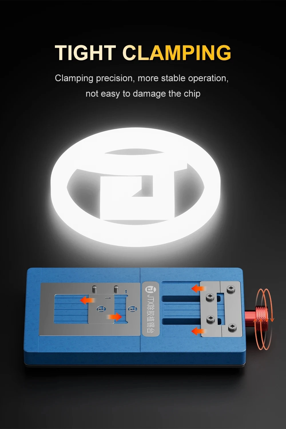 Platforma JTX T4 Pro do usuwania kleju/rewolutowania układów scalonych w telefonach iPhone i Android, naprawa CPU, EMMC, IC, z zaciskiem i 14 szablonami BGA