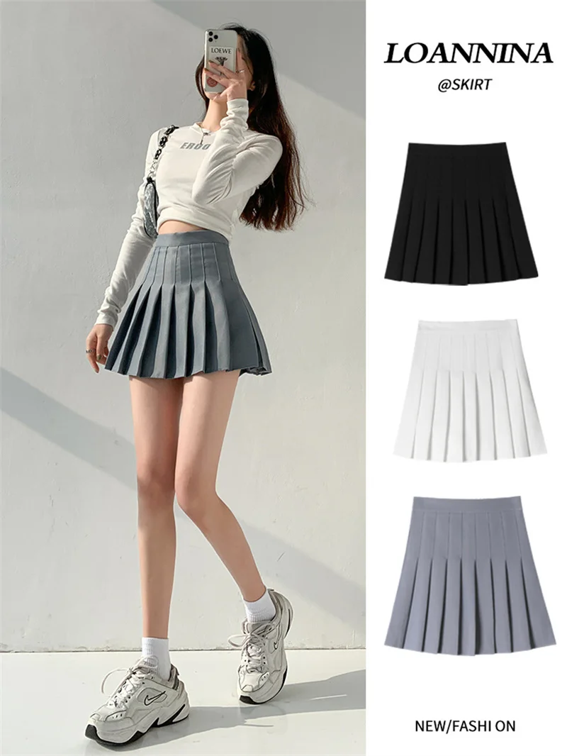 Sexy Women Pleated Skirt High Waist Mini Skirts Dance Tennis Solid Korean Preppy Style A-line Skirts Kawaii Student Girl Clothes