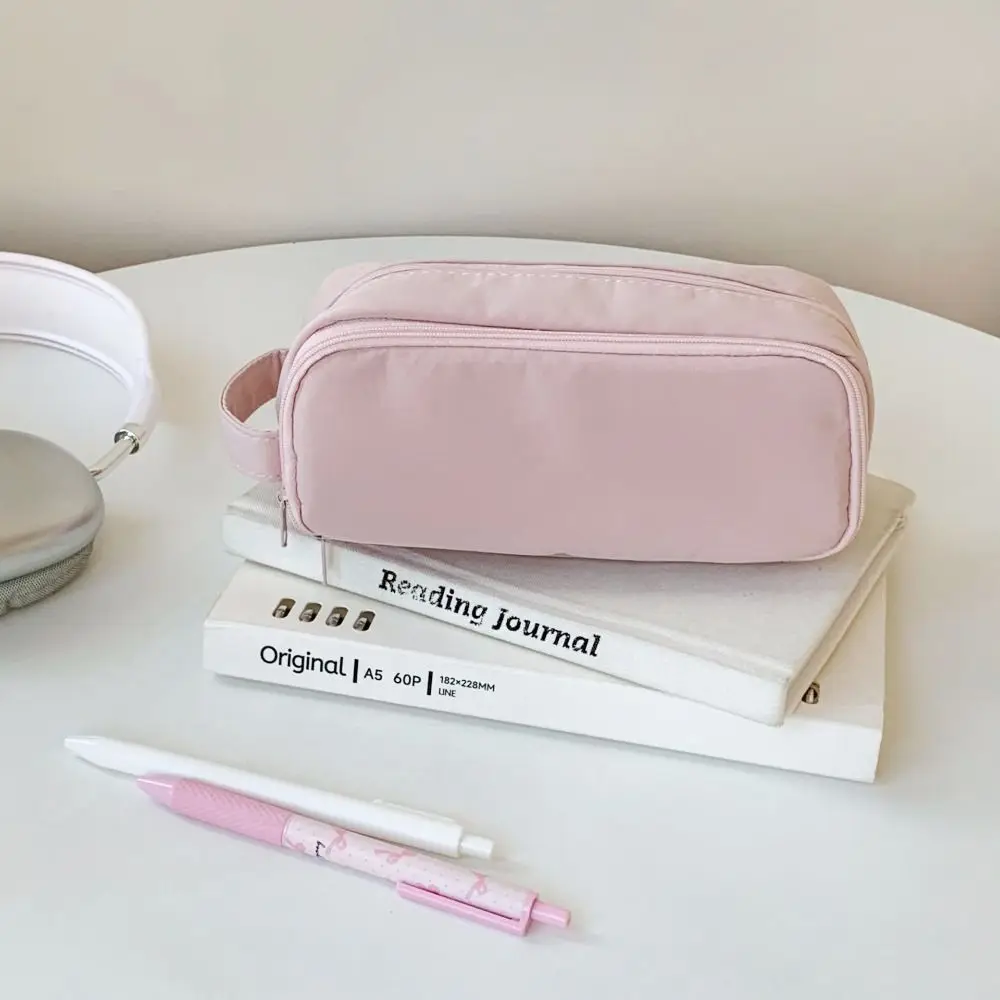 New Handheld Pencil Case Portable Multi Functional Stationery Pouch Partitioned Cosmetic Pouch Travel Home