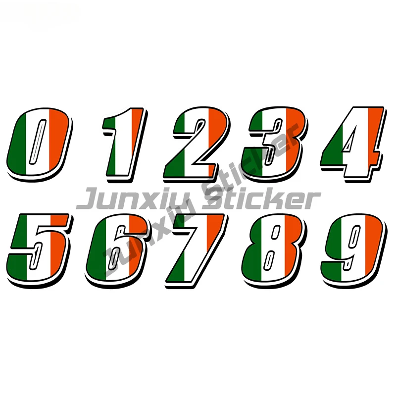 Car Styling Racing Numbers Vinyl IRELAND FLAG  Stickers Auto Moto ATV Decor Waterproof Accessories Window Bumper