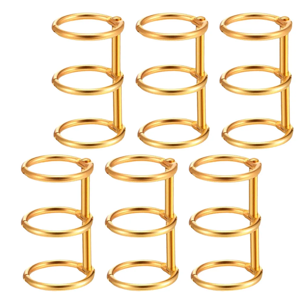 

6pcs Metal Binder Rings Loose Leaf Snap Ring Binding Rings Writing Notebook Ring Document Organization Sorting Office Supplies