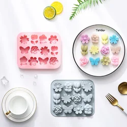 Butterfly Shape Silicone Mold, Cake Mold, Chocolate Mold, Ice Grid, Epoxy Mold, Baking Accessories, 12 Different Flowers