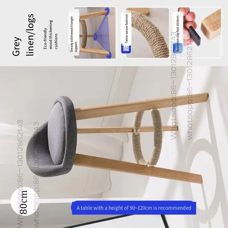 Bar Height Bar Stools Without Back Wooden Tall Stools for Kitchen Island Modern Bar Chairs Cotton and Linen Barstools  Furniture