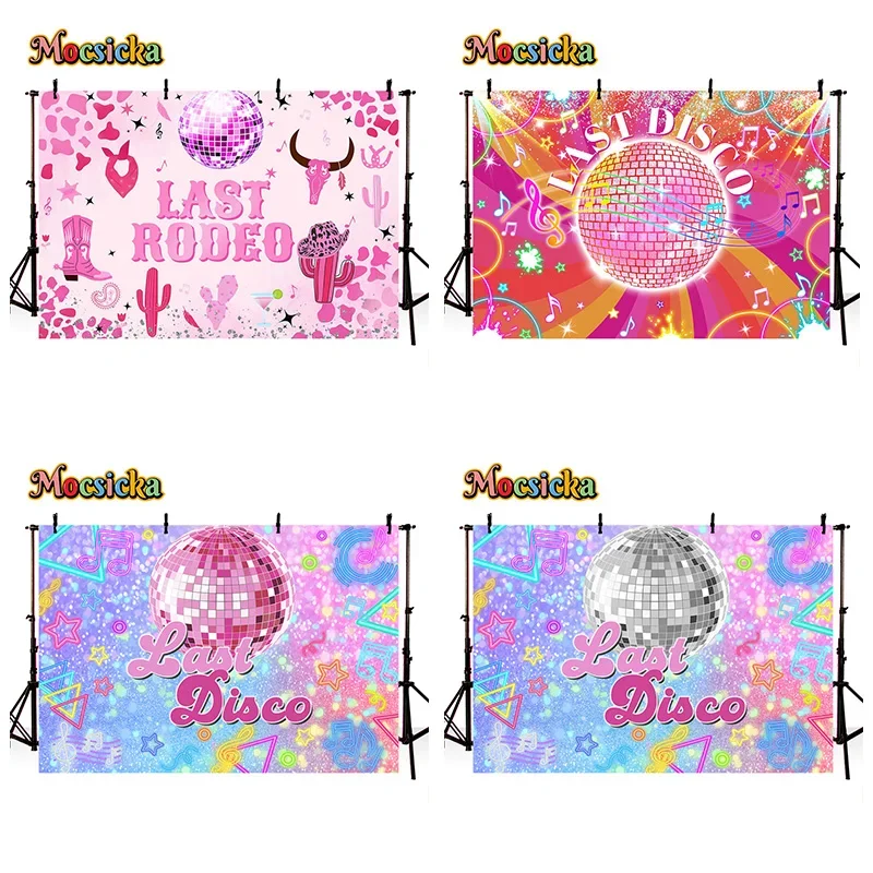 Mocsicka Photography Backdrops Last Disco Party Lights Globes Glitter Background Happy Birthday Adult Portrait Banner Photo