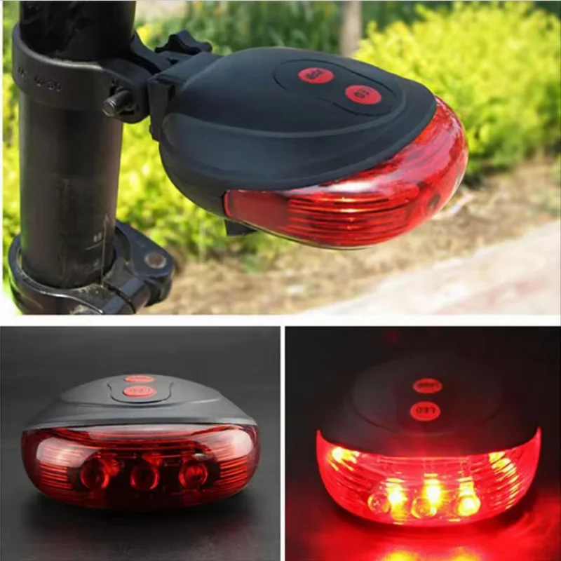 Mountain Bike Bicycle Laser Taillight Waterproof 2 Parallel Line Laser Taillight Starry Sky Safety Warning Taillight Lasers 5LED