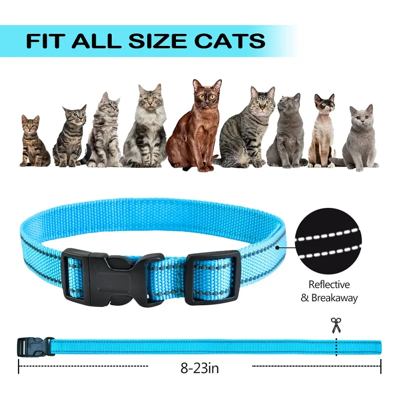 Cat Anti-Bark Collar Cat Automatic Training Collar Prevent Meowing Designed Reflective Breakaway Quick Release Sound Vibrate