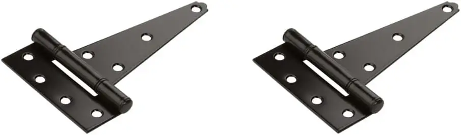N129-155 V286 Extra Heavy T Hinges in Black, 2 pack,6 Inch