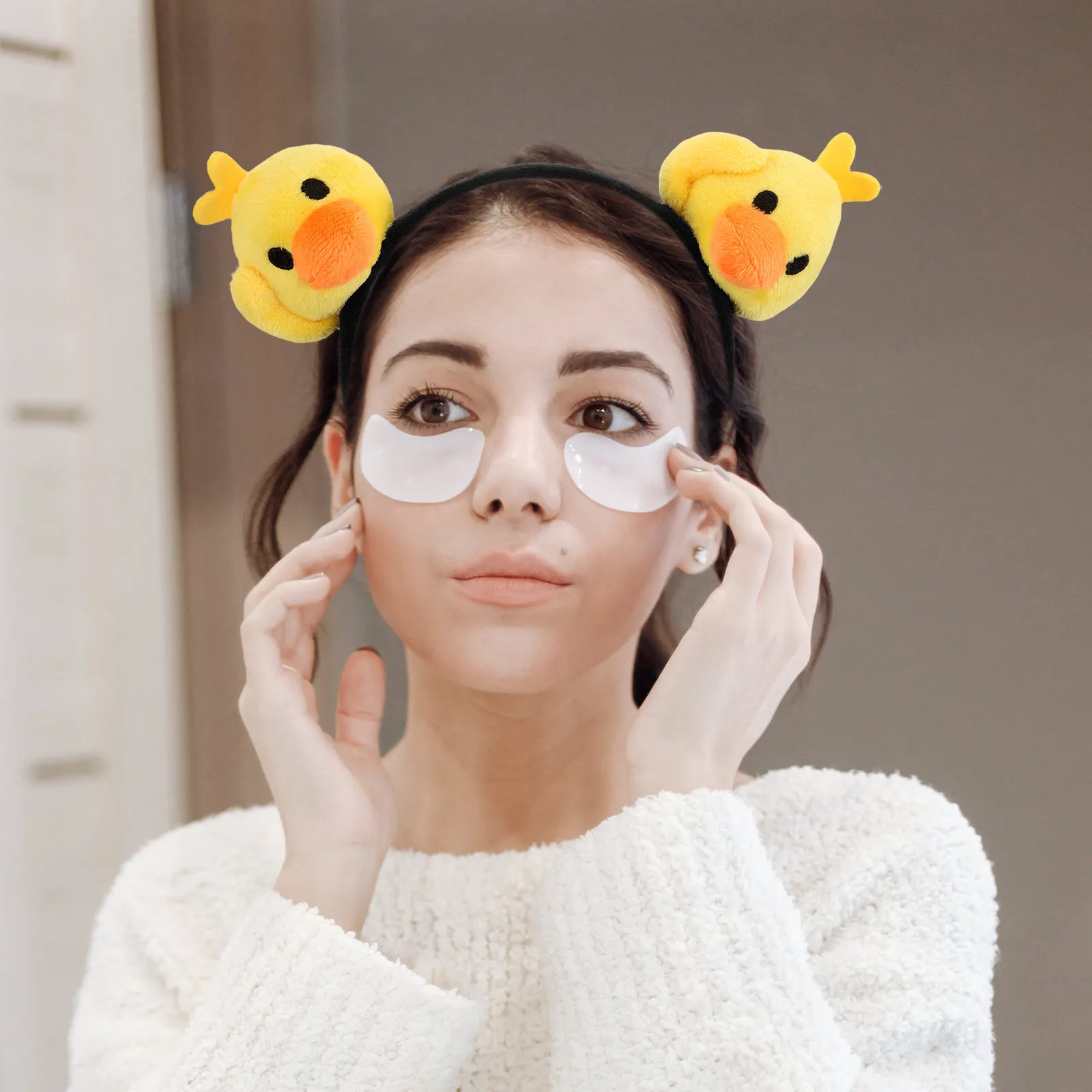 Yellow Duck Cartoon Hairband for Face Wash, Makeup & Skincare – Soft Comfortable Animal Headband
