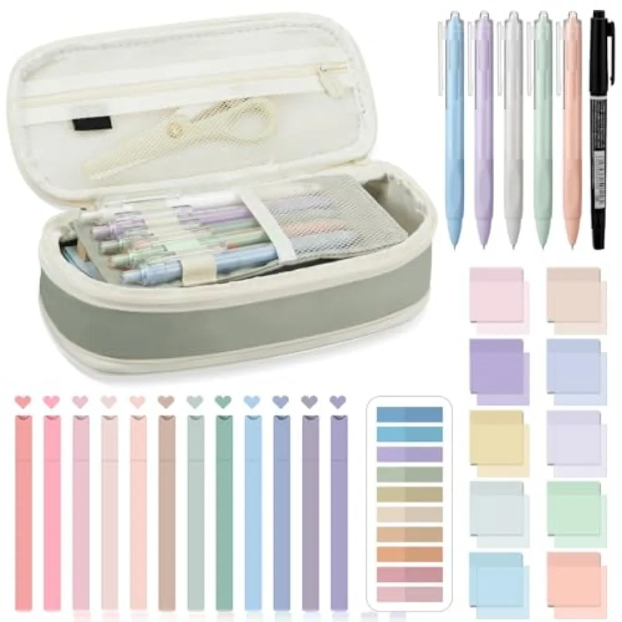 

39 Pcs Aesthetic Book Annotation Kit Highlighter with Case Bag Gel Pen Transparent Sticky Note Taking Bible Supplies