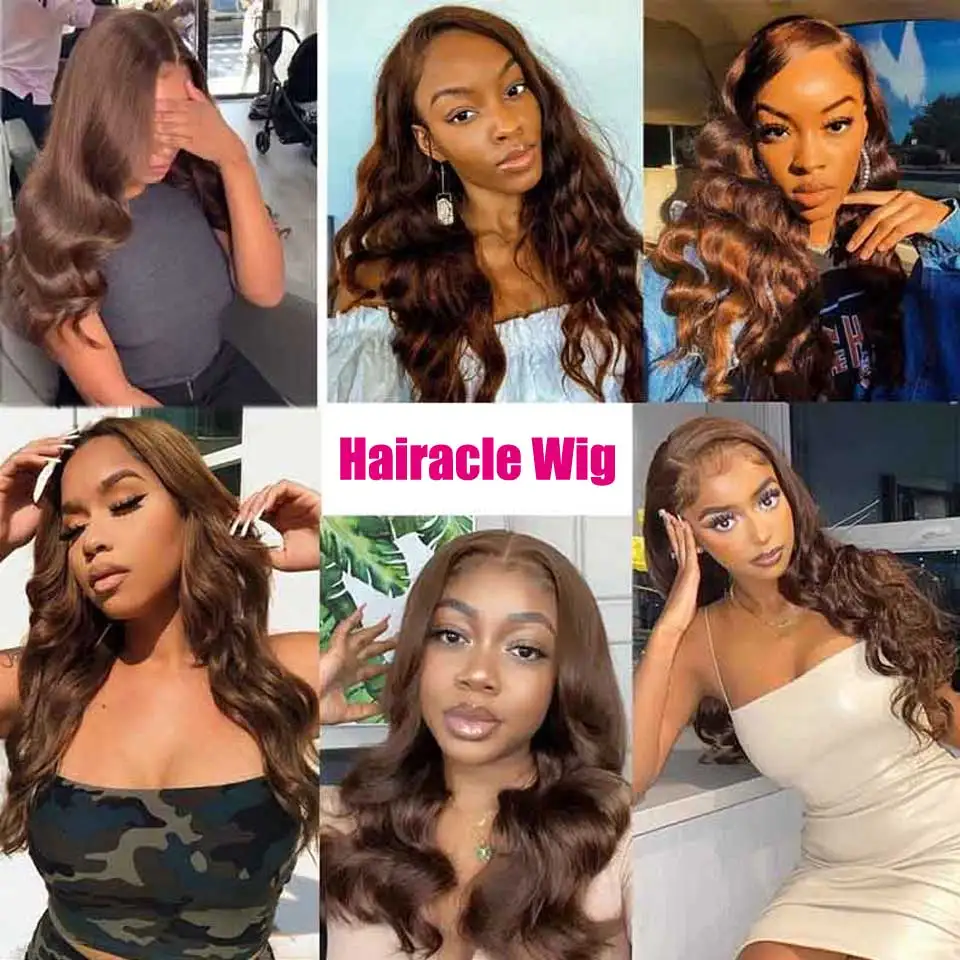 13x6 Chocolate Brown Body Wave Lace Front Wig HD Transparent 13x4 Lace Frontal Wig Human Hair Preplucked Colored Human Hair Wigs