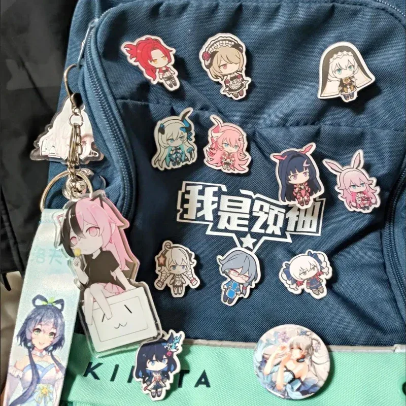 Honkai impacto 3 broche acrílico engraçado anime chaveiro mulher crianças chaveiro homem meninas yae sakura pino jogo crachá saco chaveiro jóias
